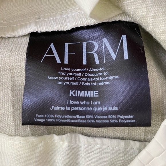 NEW AFRM Vegan Leather Ivory Pants  Kimmie Hi-Rise Wide Leg Cut Out Croc Size 31 - Picture 11 of 14